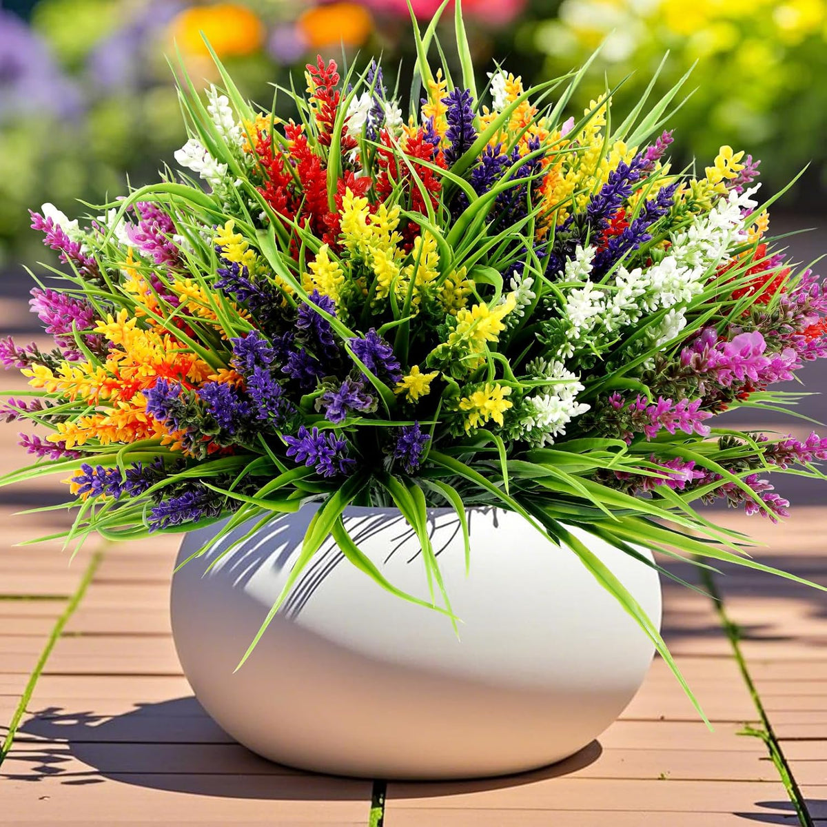 Geegoods 24 Bundles Purple Artificial Plants Flowers Outdoor, UV Resistant