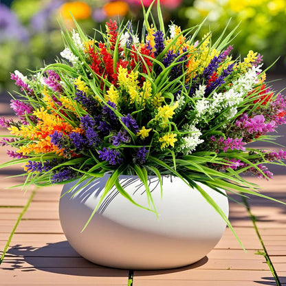 Geegoods 24 Bundles Purple Artificial Plants Flowers Outdoor, UV Resistant