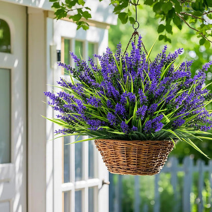Geegoods 24 Bundles Purple Artificial Plants Flowers Outdoor, UV Resistant