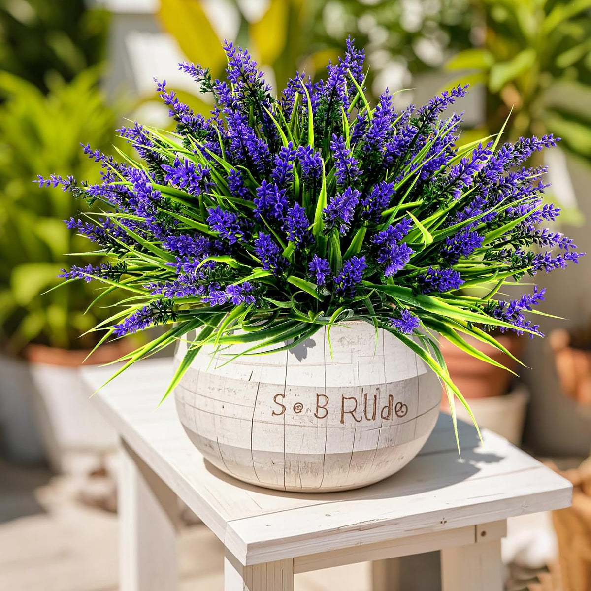Geegoods 24 Bundles Purple Artificial Plants Flowers Outdoor, UV Resistant