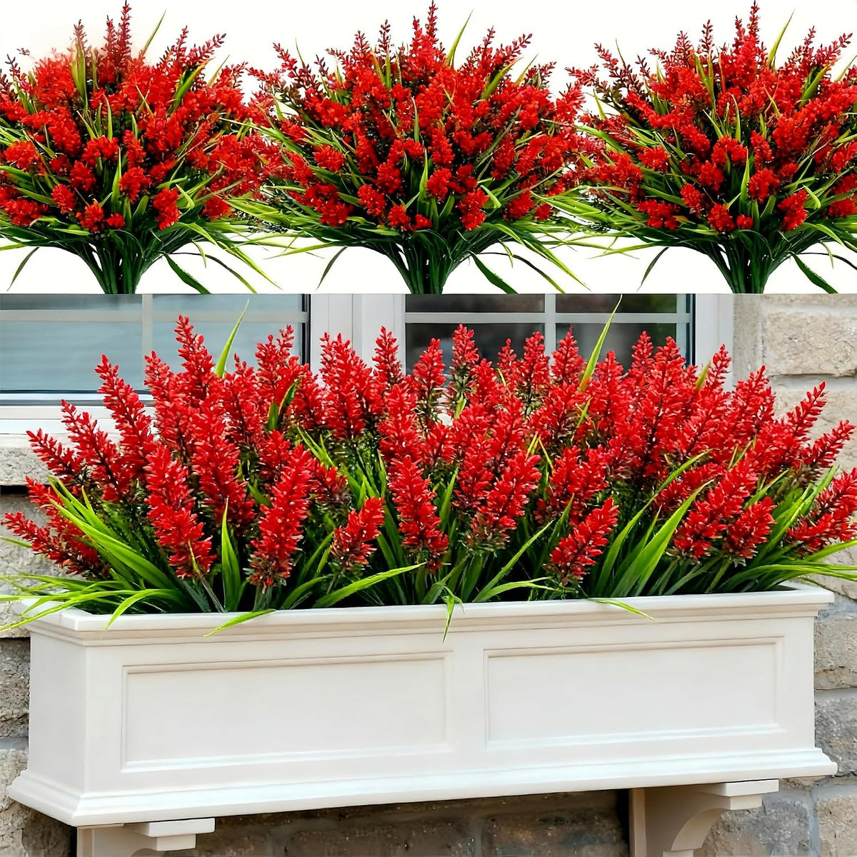 Geegoods 24 Bundles Purple Artificial Plants Flowers Outdoor, UV Resistant