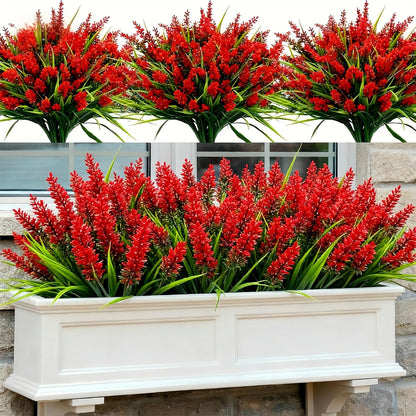 Geegoods 24 Bundles Purple Artificial Plants Flowers Outdoor, UV Resistant