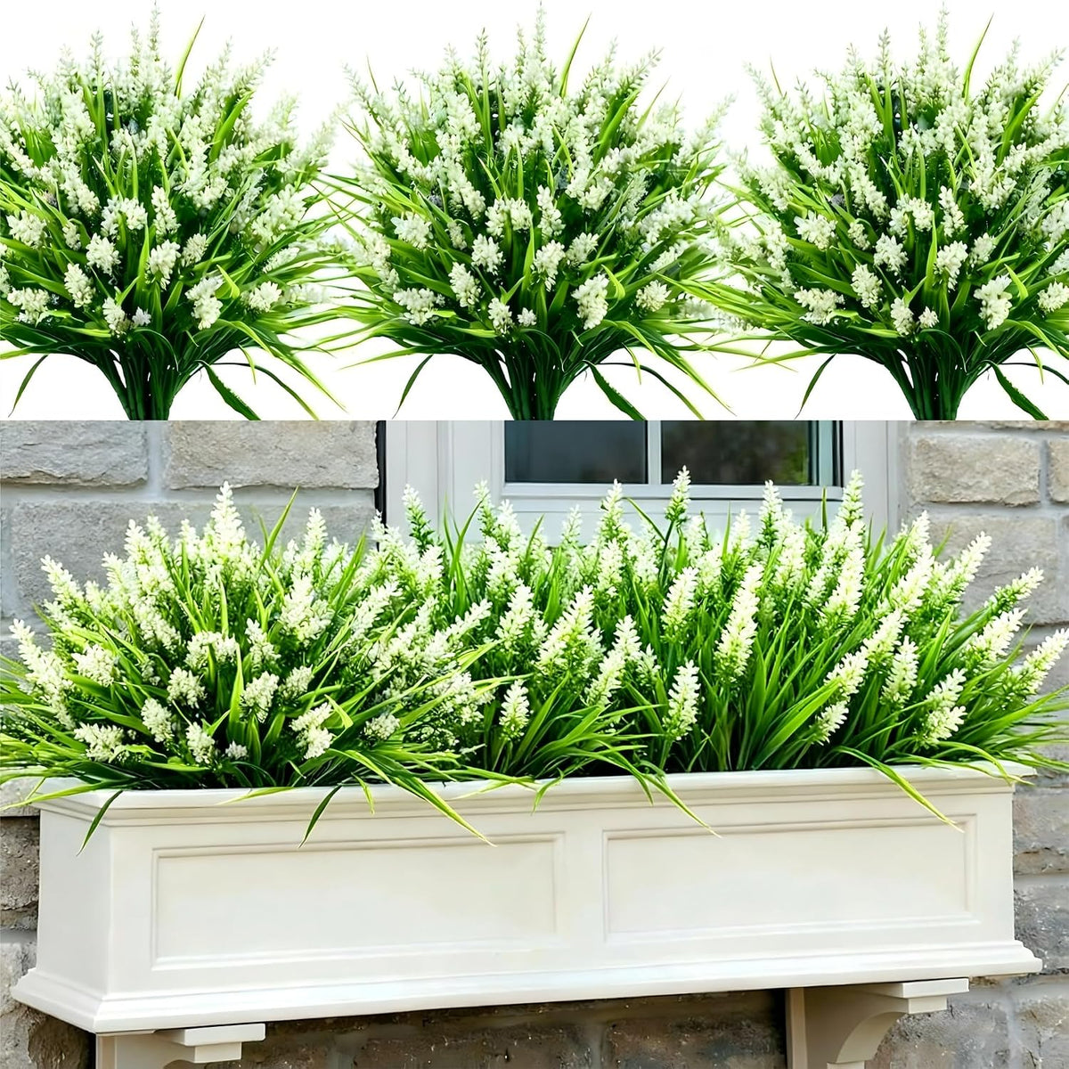 Geegoods 24 Bundles Purple Artificial Plants Flowers Outdoor, UV Resistant