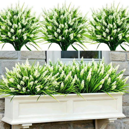 Geegoods 24 Bundles Purple Artificial Plants Flowers Outdoor, UV Resistant