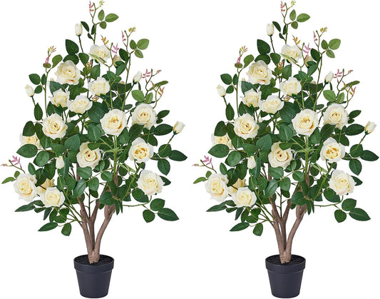 Fake Rose Plants,3Ft(36") Orange Artificial Roses UV Resistant