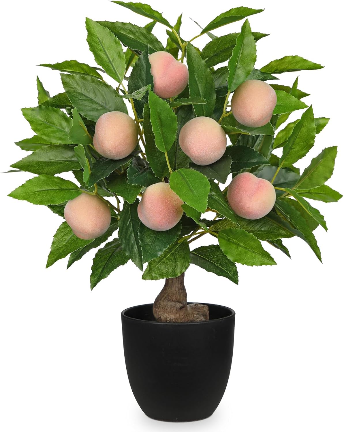 Artificial Fruit Tree Potted Plants - Fake Peach Tree Artificial Fruit Plant 15.7" with Black Pot Faux Plants Bonsai Indoor Decor for Home Office Living Room Table Desk Scenery Arrangement
