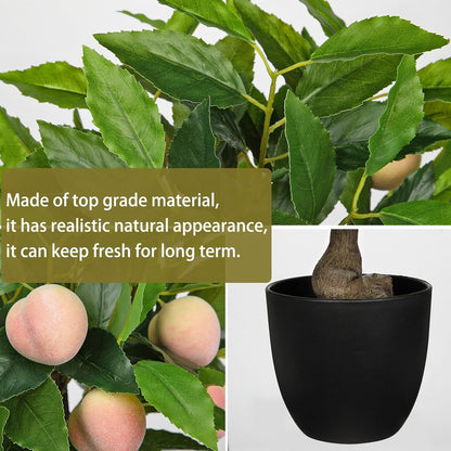 Artificial Fruit Tree Potted Plants - Fake Peach Tree Artificial Fruit Plant 15.7" with Black Pot Faux Plants Bonsai Indoor Decor for Home Office Living Room Table Desk Scenery Arrangement