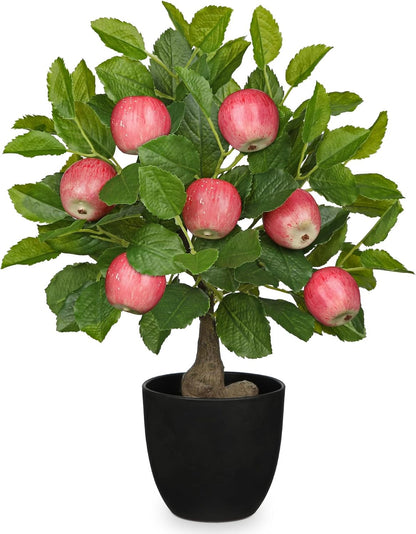 Artificial Fruit Tree Potted Plants - Fake Peach Tree Artificial Fruit Plant 15.7" with Black Pot Faux Plants Bonsai Indoor Decor for Home Office Living Room Table Desk Scenery Arrangement