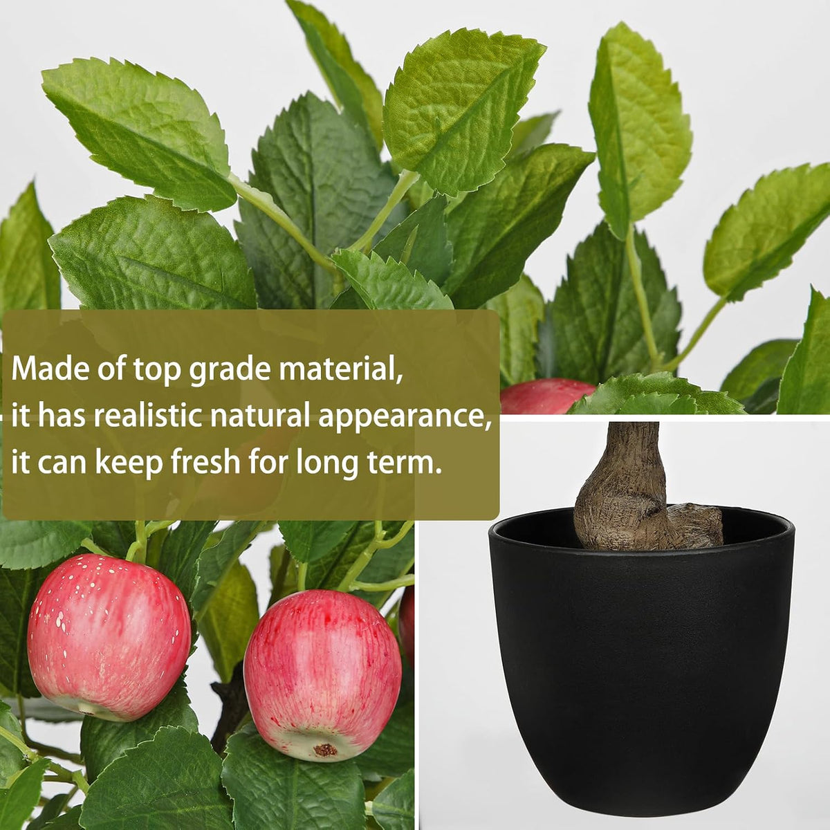 Artificial Fruit Tree Potted Plants - Fake Peach Tree Artificial Fruit Plant 15.7" with Black Pot Faux Plants Bonsai Indoor Decor for Home Office Living Room Table Desk Scenery Arrangement