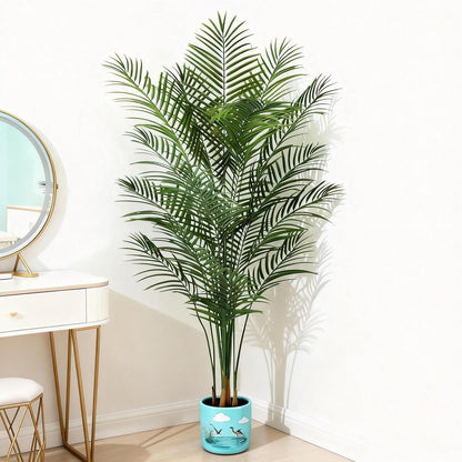 Artificial Palm Tree Indoor 6ft, Large Fake Tropical Areca Palm Tree with 18 Trunks, Faux Dypsis Lutescens Floor Plant in Pot for Indoor Outdoor Home Office Decor & Housewarming Gift