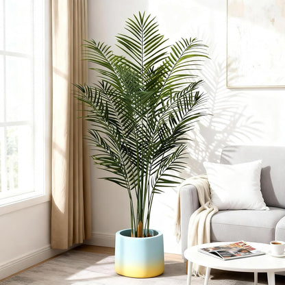 Artificial Palm Tree Indoor 6ft, Large Fake Tropical Areca Palm Tree with 18 Trunks, Faux Dypsis Lutescens Floor Plant in Pot for Indoor Outdoor Home Office Decor & Housewarming Gift