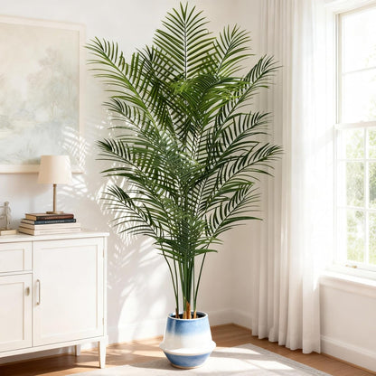 Artificial Palm Tree Indoor 6ft, Large Fake Tropical Areca Palm Tree with 18 Trunks, Faux Dypsis Lutescens Floor Plant in Pot for Indoor Outdoor Home Office Decor & Housewarming Gift