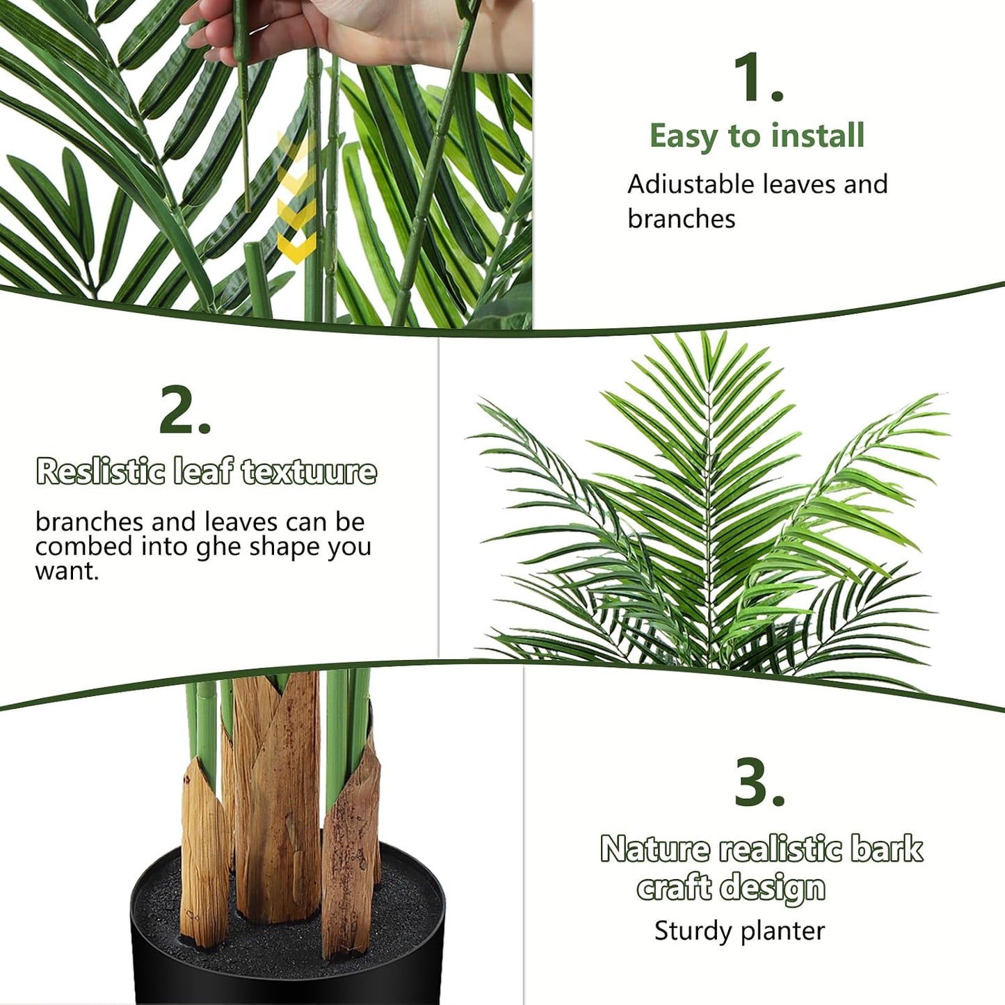 Artificial Palm Tree Indoor 6ft, Large Fake Tropical Areca Palm Tree with 18 Trunks, Faux Dypsis Lutescens Floor Plant in Pot for Indoor Outdoor Home Office Decor & Housewarming Gift