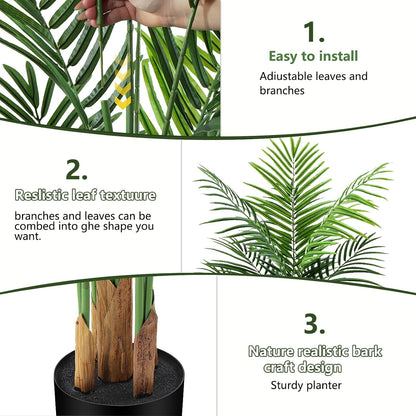 Artificial Palm Tree Indoor 6ft, Large Fake Tropical Areca Palm Tree with 18 Trunks, Faux Dypsis Lutescens Floor Plant in Pot for Indoor Outdoor Home Office Decor & Housewarming Gift