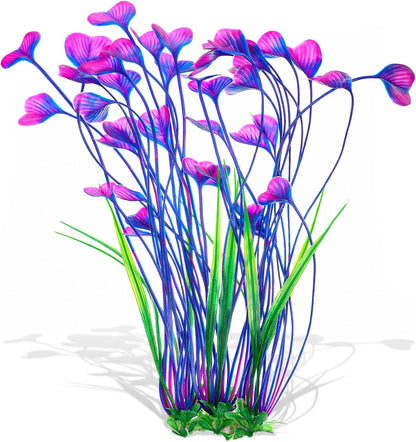 1 Pack Tall Aquarium Plants Plastic Realistic 15.35 Inches Aquarium Plants with Weighted Base Artificial Green Fish Tank Decor for Fish Tanks Aquascaping