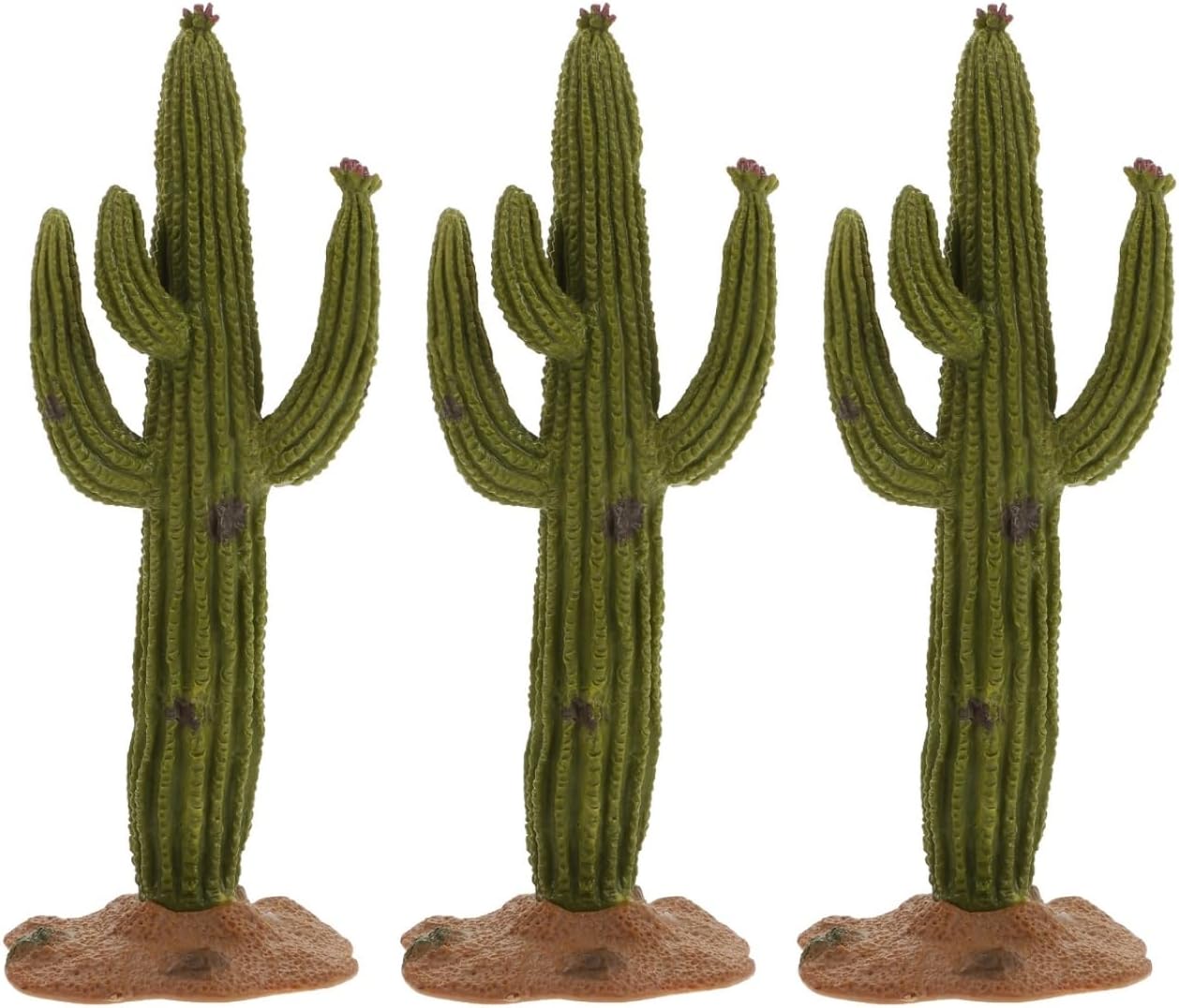 3Pcs Simulated Cactus Decor Set 5.51X6.73X2.24In Faux Cactus Tabletop Ornament for Home Office Desktop Decoration Easy Care Artificial Plants