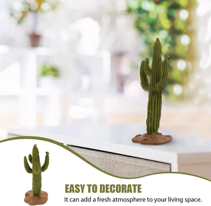3Pcs Simulated Cactus Decor Set 5.51X6.73X2.24In Faux Cactus Tabletop Ornament for Home Office Desktop Decoration Easy Care Artificial Plants