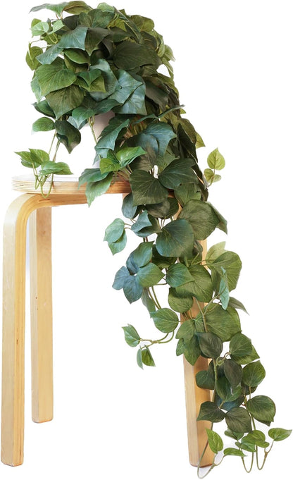 32" Fake Plant, Silk Faux Pothos Ivy Plant (Light Green)