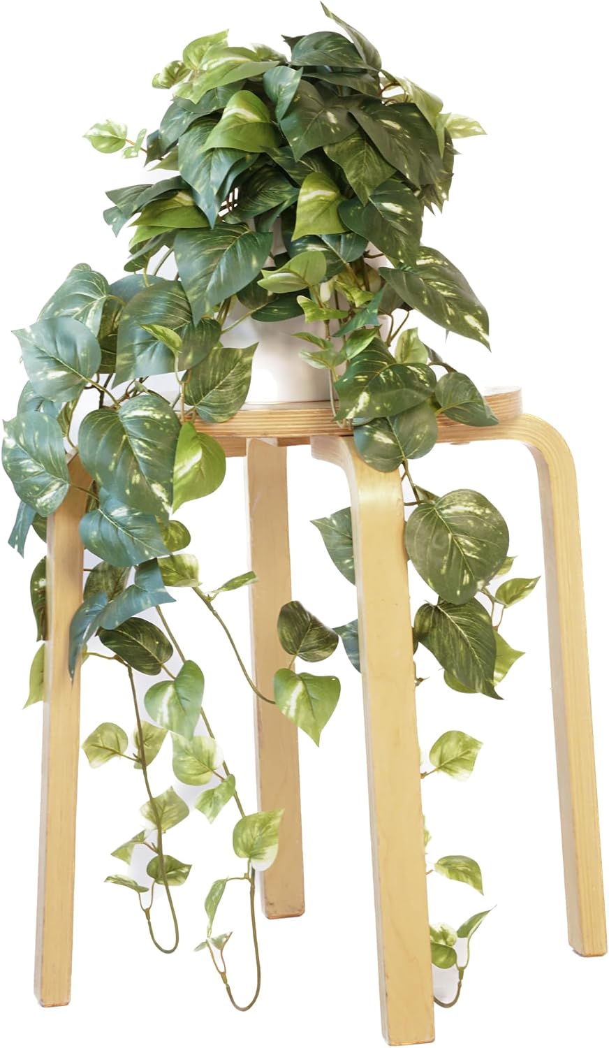 32" Fake Plant, Silk Faux Pothos Ivy Plant (Light Green)