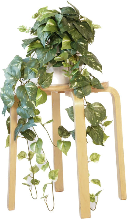 32" Fake Plant, Silk Faux Pothos Ivy Plant (Light Green)