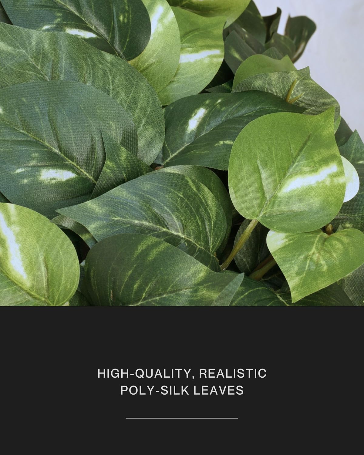 32" Fake Plant, Silk Faux Pothos Ivy Plant (Light Green)