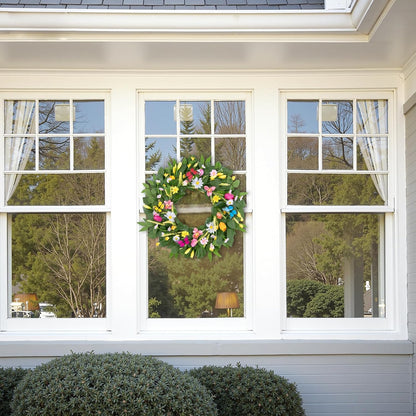 22 Inch Spring Summer Wreaths for Front Door, Artificial Yellow Forsythia Wreath with Green Leaves, Large Silk Floral Wreath for All Seasons Window Wall Wedding Decor