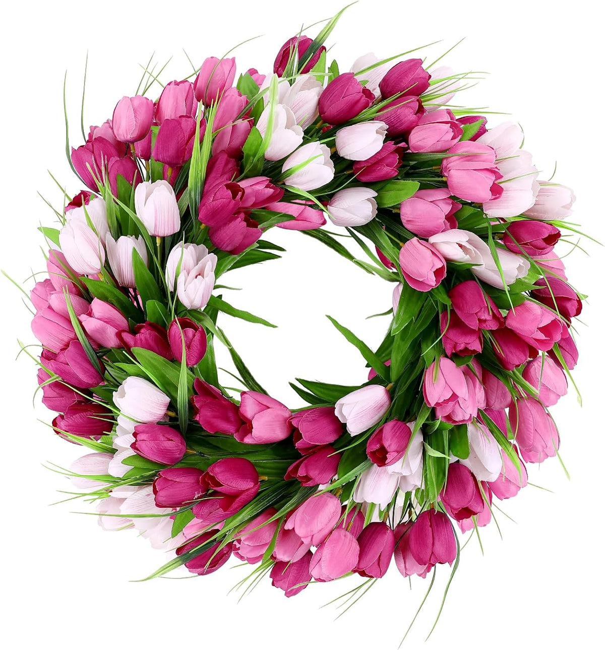 22 Inch Spring Summer Wreaths for Front Door, Artificial Yellow Forsythia Wreath with Green Leaves, Large Silk Floral Wreath for All Seasons Window Wall Wedding Decor