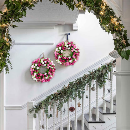 22 Inch Spring Summer Wreaths for Front Door, Artificial Yellow Forsythia Wreath with Green Leaves, Large Silk Floral Wreath for All Seasons Window Wall Wedding Decor
