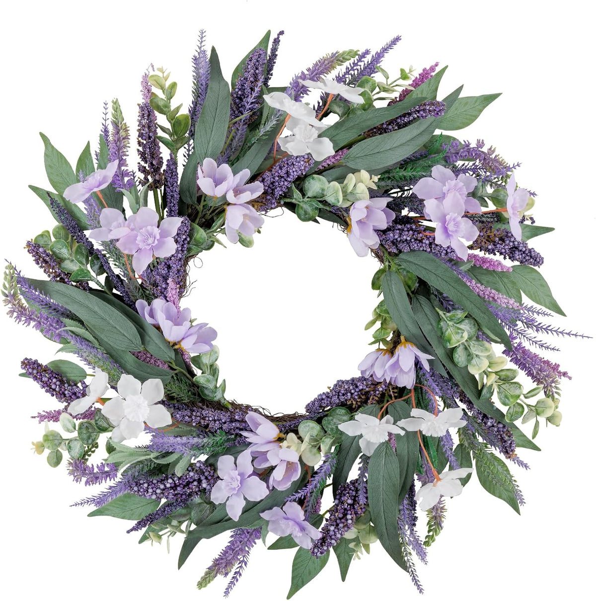 22 Inch Spring Summer Wreaths for Front Door, Artificial Yellow Forsythia Wreath with Green Leaves, Large Silk Floral Wreath for All Seasons Window Wall Wedding Decor