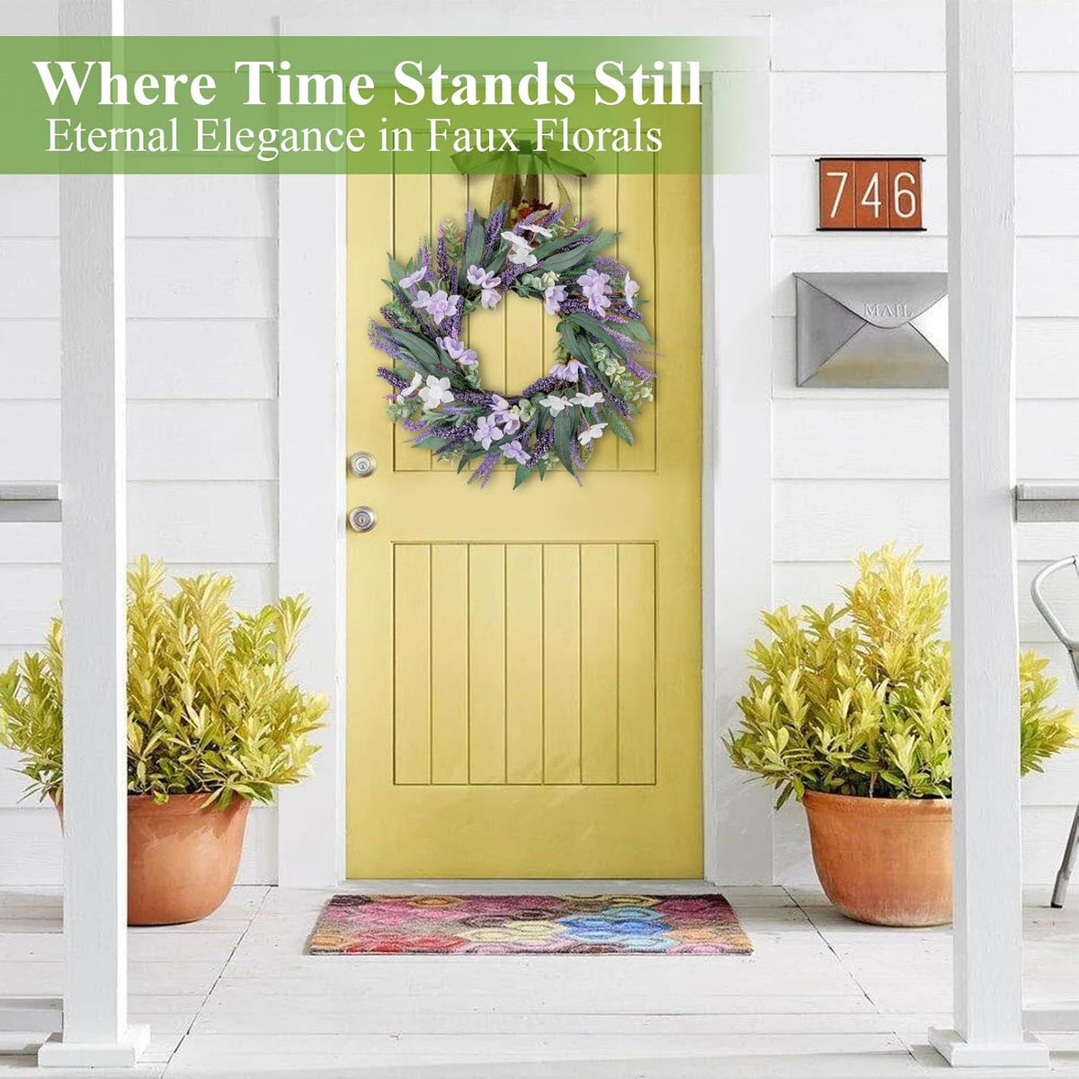 22 Inch Spring Summer Wreaths for Front Door, Artificial Yellow Forsythia Wreath with Green Leaves, Large Silk Floral Wreath for All Seasons Window Wall Wedding Decor