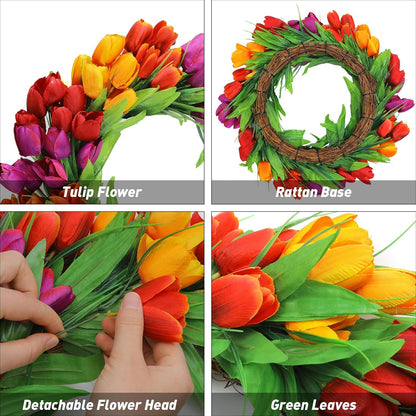 22 Inch Spring Summer Wreaths for Front Door, Artificial Yellow Forsythia Wreath with Green Leaves, Large Silk Floral Wreath for All Seasons Window Wall Wedding Decor