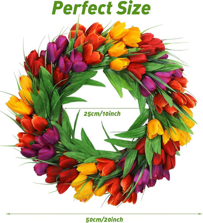22 Inch Spring Summer Wreaths for Front Door, Artificial Yellow Forsythia Wreath with Green Leaves, Large Silk Floral Wreath for All Seasons Window Wall Wedding Decor