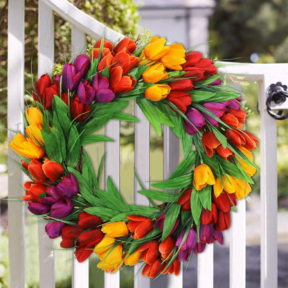 22 Inch Spring Summer Wreaths for Front Door, Artificial Yellow Forsythia Wreath with Green Leaves, Large Silk Floral Wreath for All Seasons Window Wall Wedding Decor