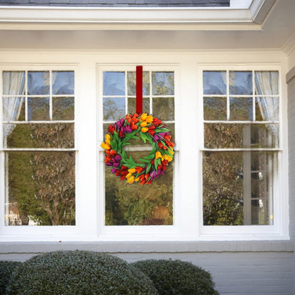 22 Inch Spring Summer Wreaths for Front Door, Artificial Yellow Forsythia Wreath with Green Leaves, Large Silk Floral Wreath for All Seasons Window Wall Wedding Decor
