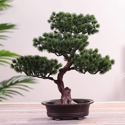 Artificial Bonsai Pine Tree, Plastic Simulation Potted Plant DIY Decorative Bonsai, Desk Display Fake Tree Pot Ornaments Home Office Bedroom Living Room Farmhouse Decorations(Style 3)