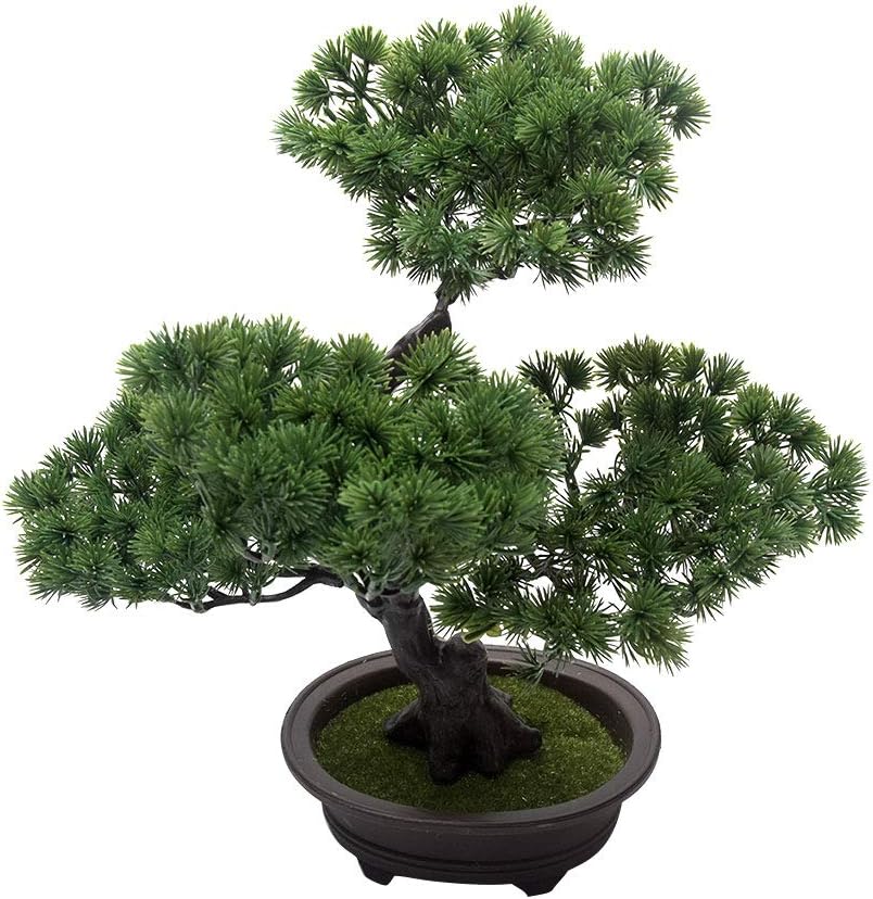 Artificial Bonsai Pine Tree, Plastic Simulation Potted Plant DIY Decorative Bonsai, Desk Display Fake Tree Pot Ornaments Home Office Bedroom Living Room Farmhouse Decorations(Style 3)