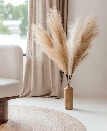 43" / 3.6 ft Pampas Grass Tall 4 Pcs - Artificial Large Pampas Grass Decor for Floor Vase, Room Decor, Home Decor, Boho Decor (Coffee & Cream)