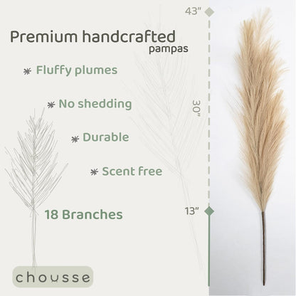 43" / 3.6 ft Pampas Grass Tall 4 Pcs - Artificial Large Pampas Grass Decor for Floor Vase, Room Decor, Home Decor, Boho Decor (Coffee & Cream)