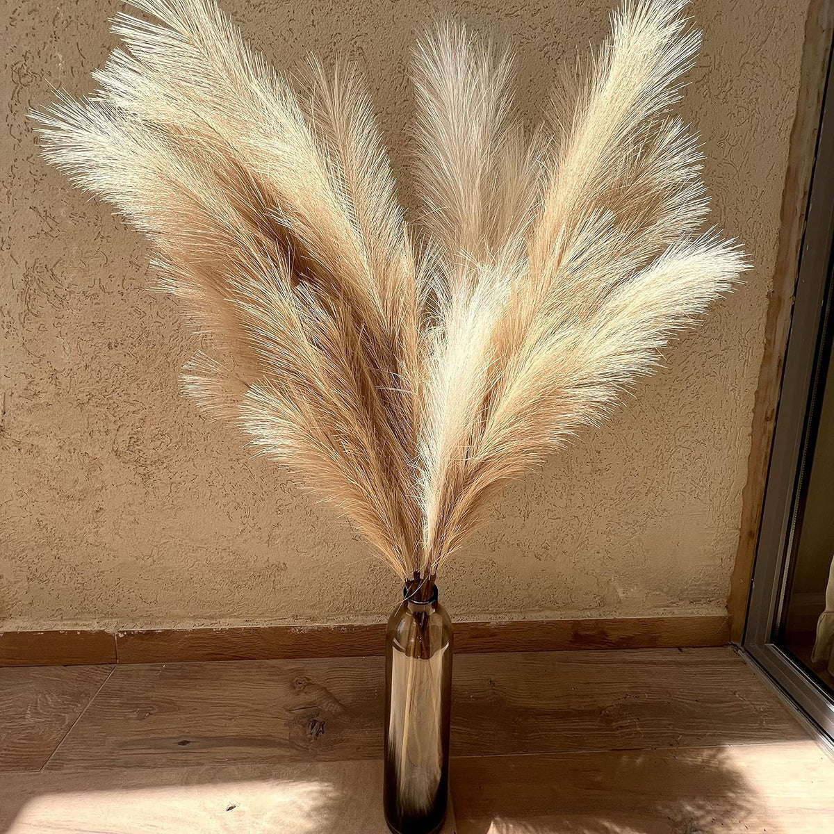 43" / 3.6 ft Pampas Grass Tall 4 Pcs - Artificial Large Pampas Grass Decor for Floor Vase, Room Decor, Home Decor, Boho Decor (Coffee & Cream)