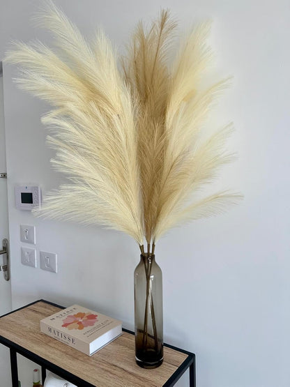 43" / 3.6 ft Pampas Grass Tall 4 Pcs - Artificial Large Pampas Grass Decor for Floor Vase, Room Decor, Home Decor, Boho Decor (Coffee & Cream)
