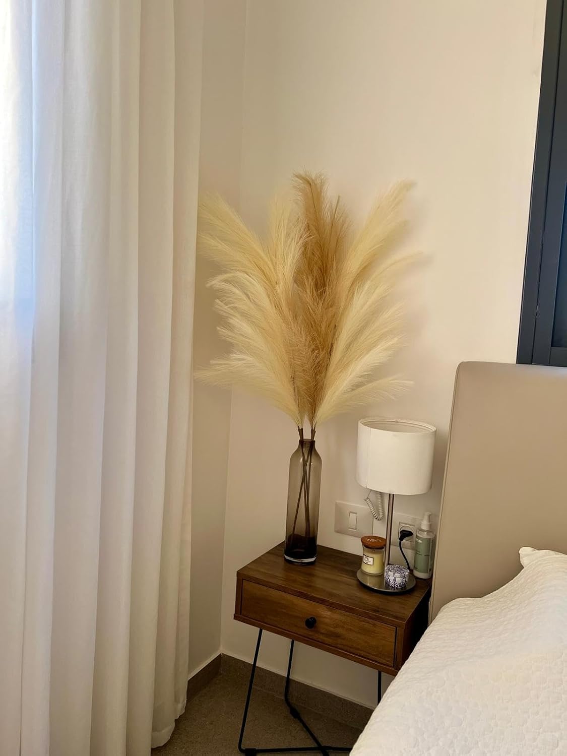 43" / 3.6 ft Pampas Grass Tall 4 Pcs - Artificial Large Pampas Grass Decor for Floor Vase, Room Decor, Home Decor, Boho Decor (Coffee & Cream)