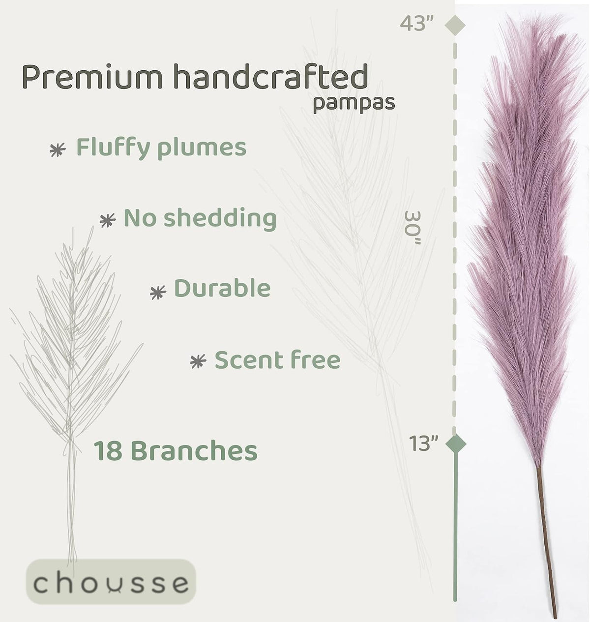 43" / 3.6 ft Pampas Grass Tall 4 Pcs - Artificial Large Pampas Grass Decor for Floor Vase, Room Decor, Home Decor, Boho Decor (Coffee & Cream)