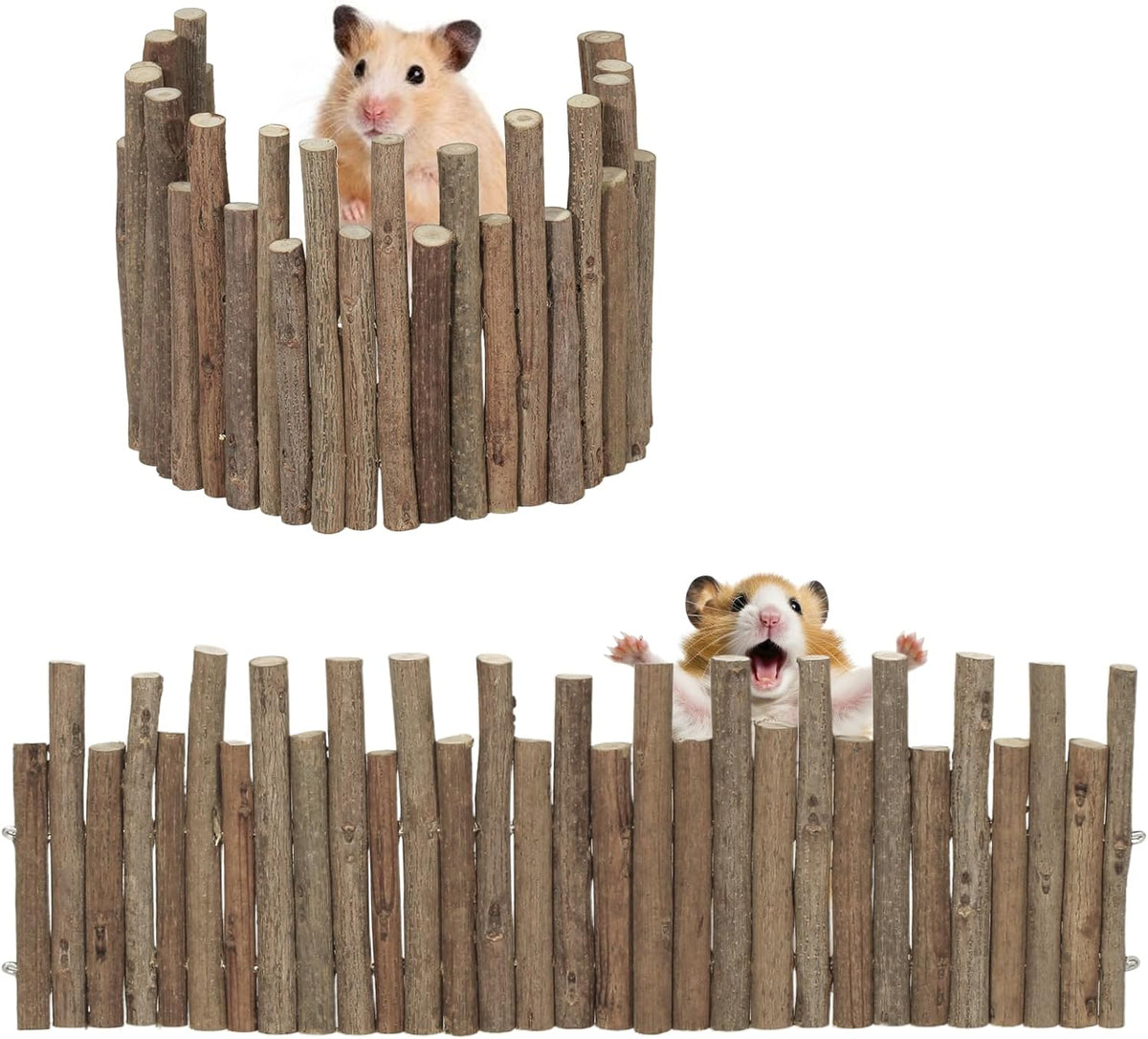 2 Pcs 11.8in Wooden Hamster Fence