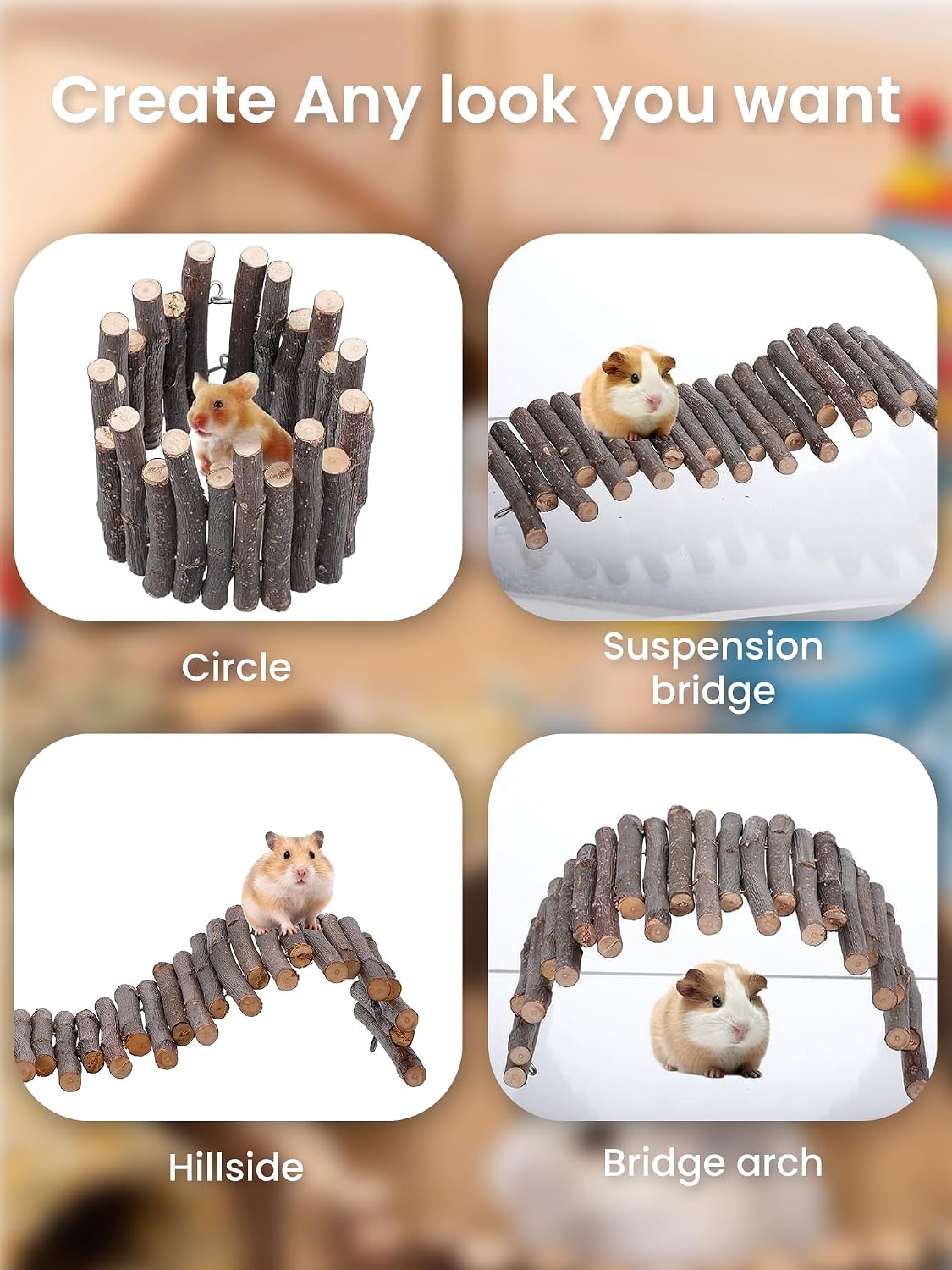 2 Pcs 11.8in Wooden Hamster Fence