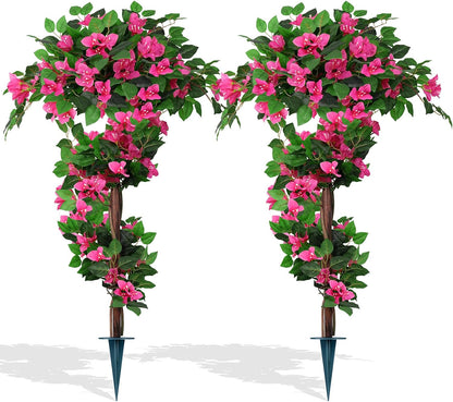Grooy Pink Set of 2 Artificial Plants Flowers Topiary Ball for Outdoor