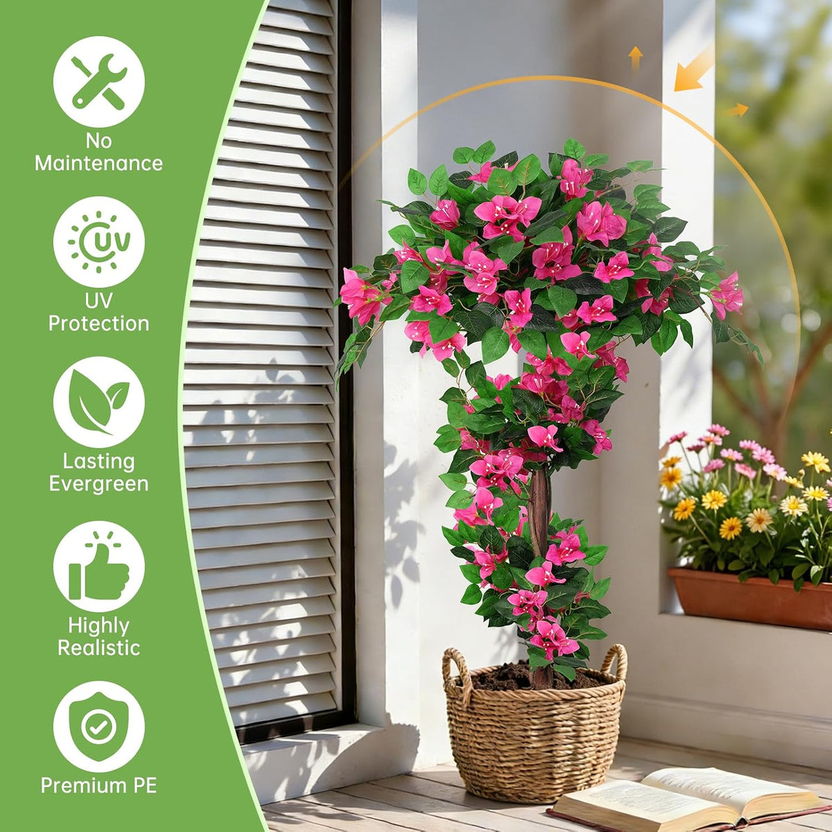 Grooy Pink Set of 2 Artificial Plants Flowers Topiary Ball for Outdoor