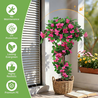 Grooy Pink Set of 2 Artificial Plants Flowers Topiary Ball for Outdoor