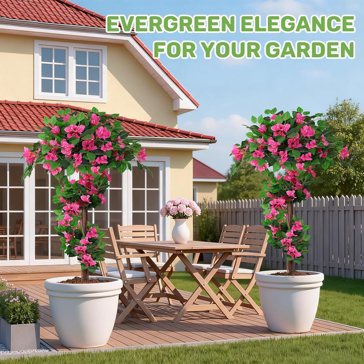 Grooy Pink Set of 2 Artificial Plants Flowers Topiary Ball for Outdoor
