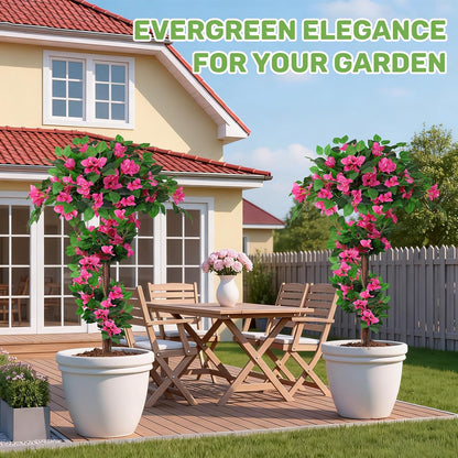 Grooy Pink Set of 2 Artificial Plants Flowers Topiary Ball for Outdoor