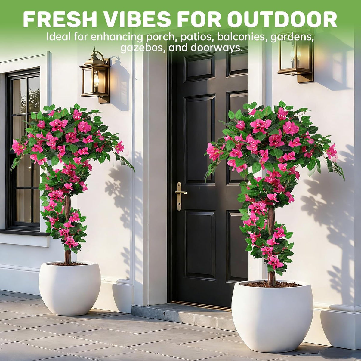 Grooy Pink Set of 2 Artificial Plants Flowers Topiary Ball for Outdoor